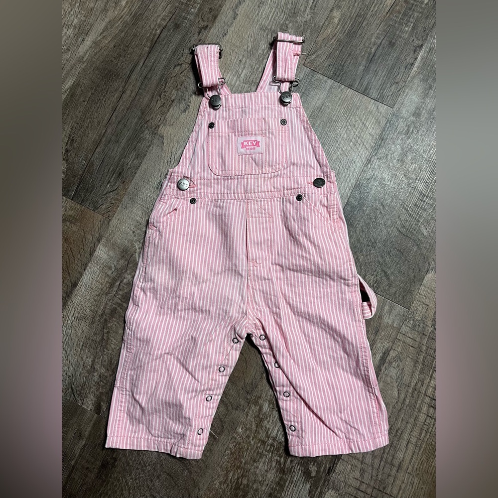 Key pink white kids overalls Size: 9M